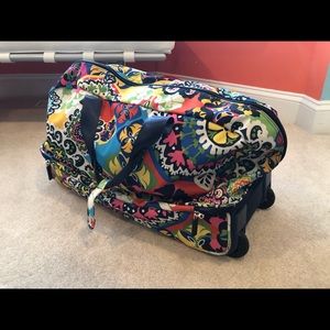 Yellow floral Vera Bradley rolling duffel bag